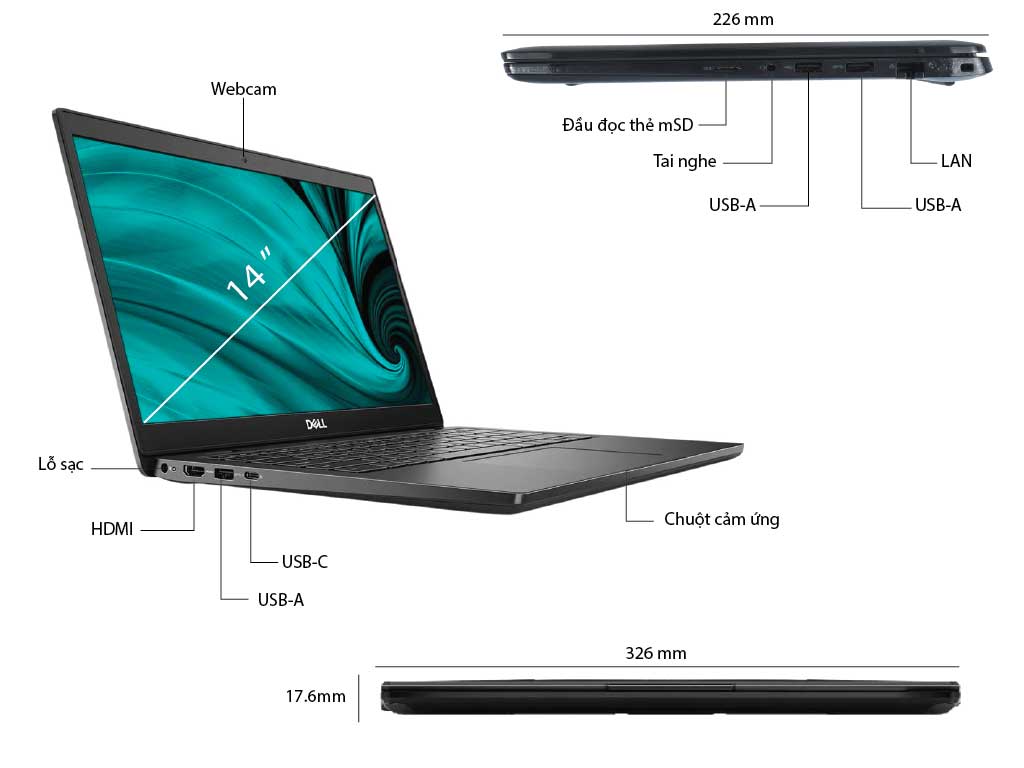 Laptop Dell Latitude 3420 (L3420I3SSD) (i3 1115G4 8GB RAM/256GB SSD/  inch/Fedora/Đen) - HANOICOMPUTER | HACOM